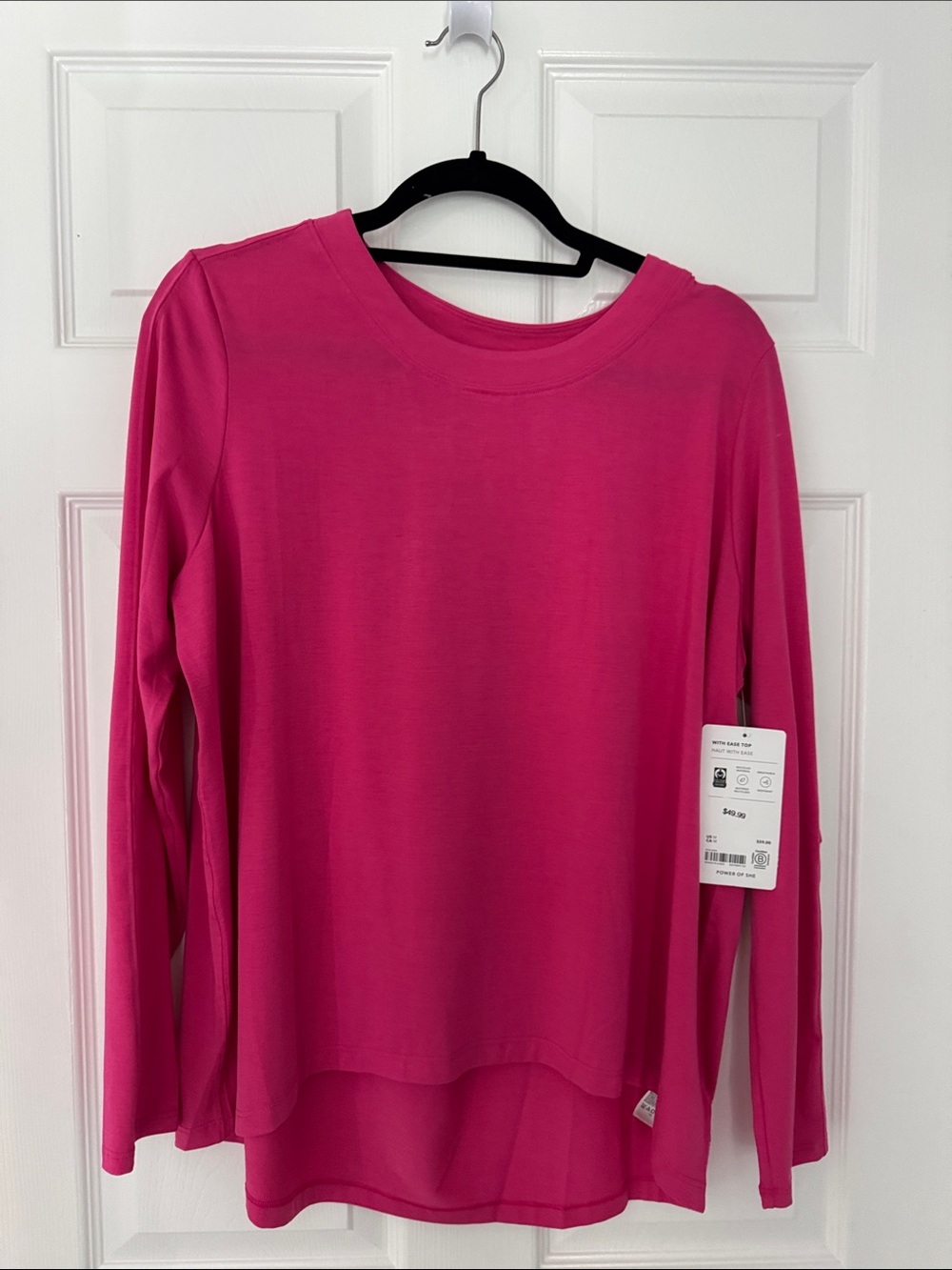 Athleta Long-Sleeve Crew Top in Bright Fuchsia Pink